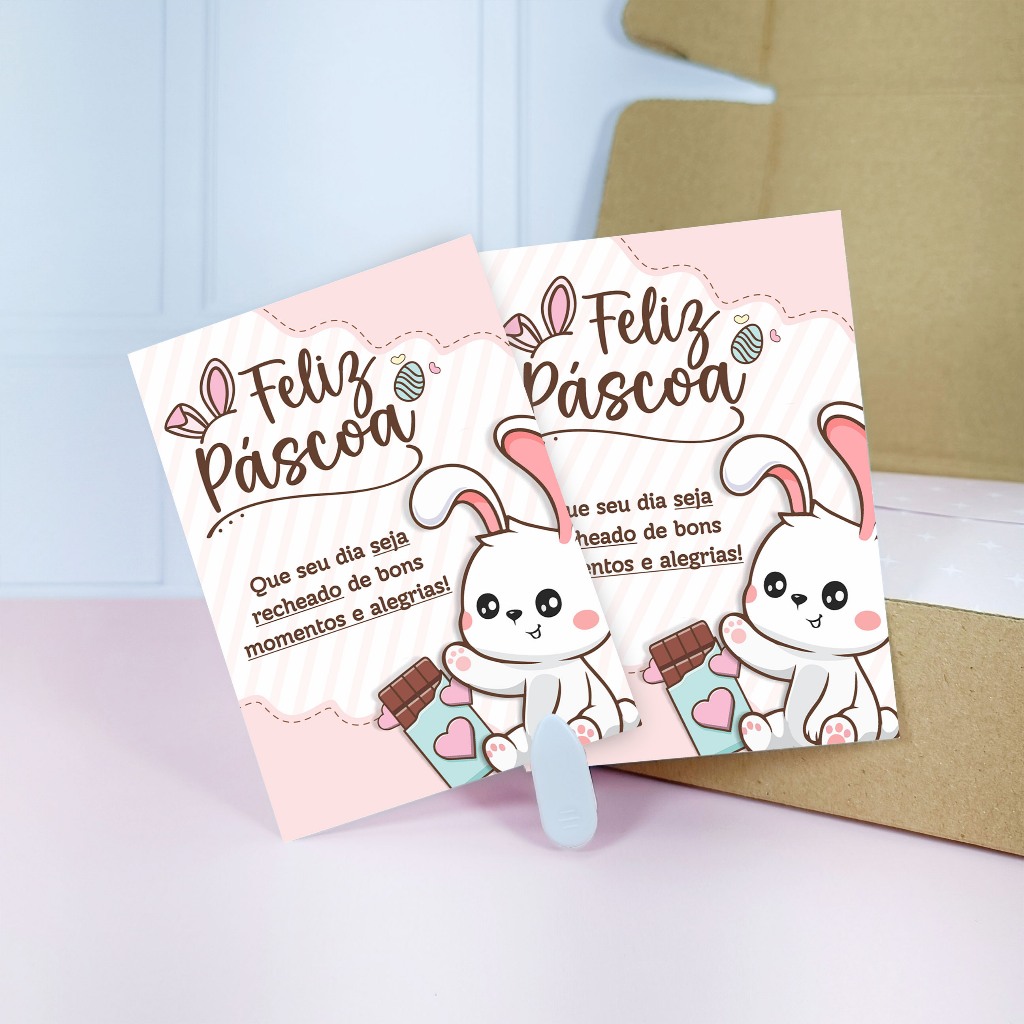 50/100uni folhetos de Páscoa 7x10cm Coelho Fofinho - Pronta Entrega