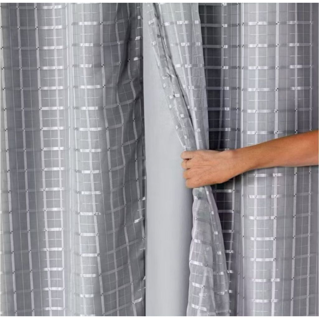 Cortina em Microfibra 3,00m x 2,80m Blecaute Com Tecido Voil Xadrez Voil Liso Sala Quarto Escritorio em Oferta na Shopee