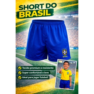 Shorts do Brasil Helanca Esportiva Infantil em Oferta na Shopee