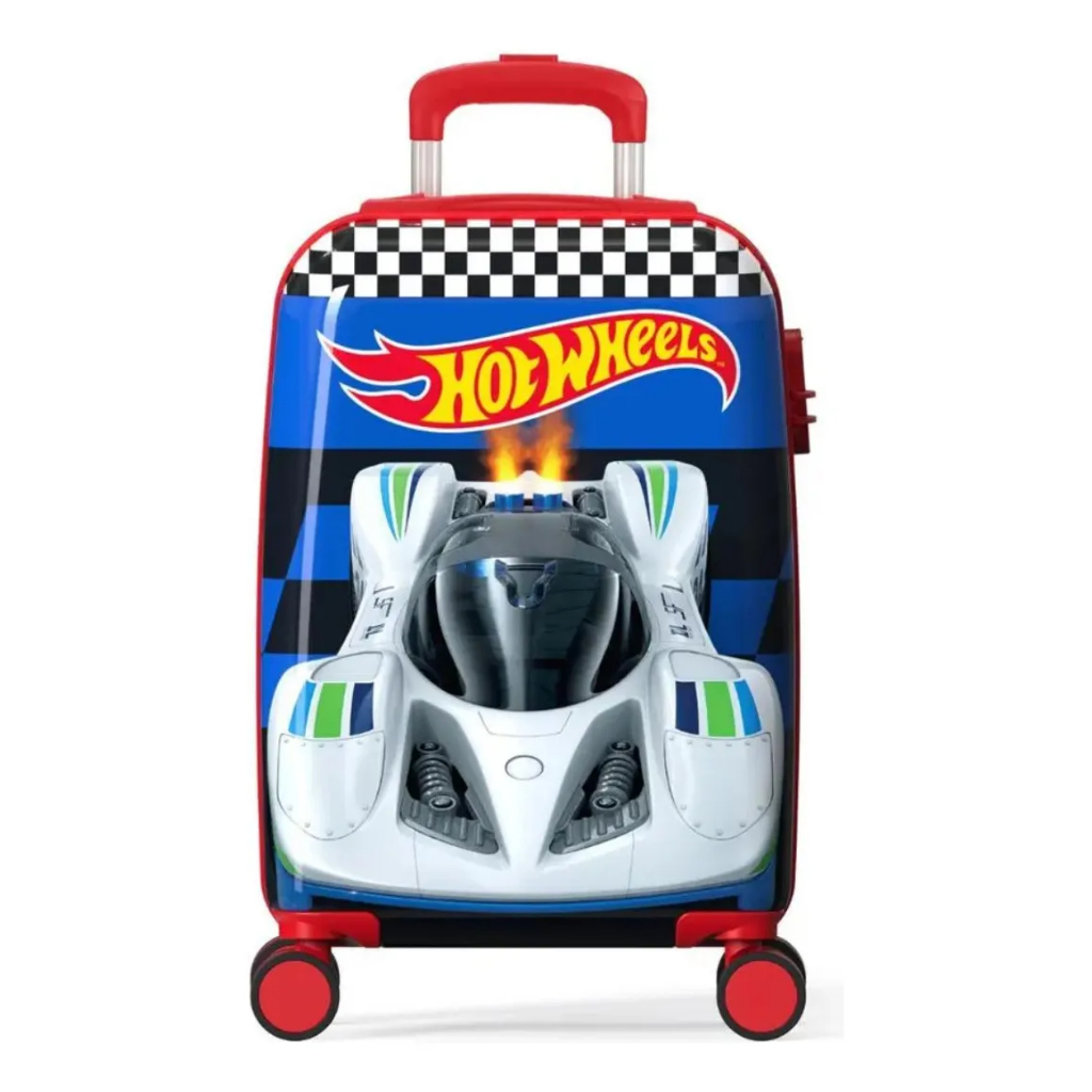 Mala Escolar/Bordo com Cadeado e Rodinhas 360° Hot Wheels - Luxcel