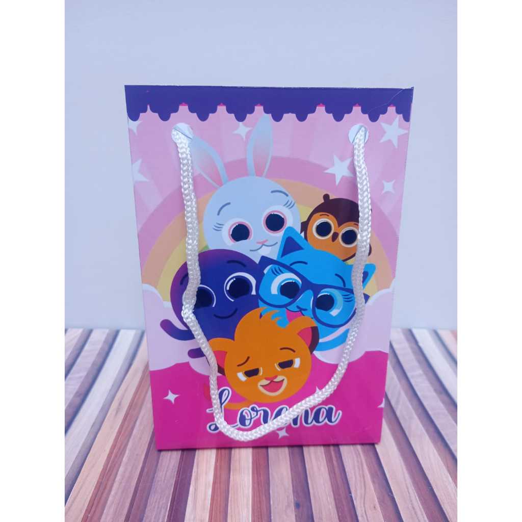 Sacolinhas personalizadas Bolofofos menina rosa PEGUE E MONTE Lembrancinha de aniversário Sacolinha surpresa