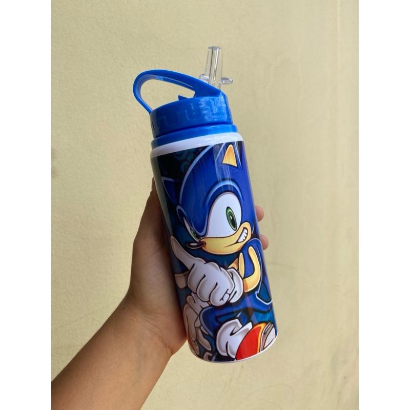 Garrafa alumínio Sonic de água personalizada nome em Oferta na Shopee