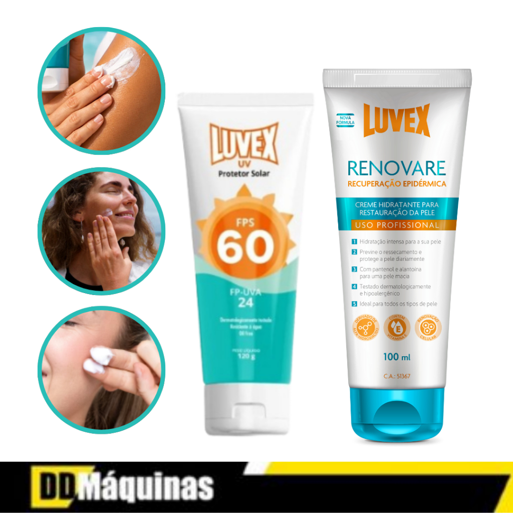 Kit Protetor Solar Uva Uvb Fator 60 + Creme Regenerador para Proteção da Pele 100g - Luvex