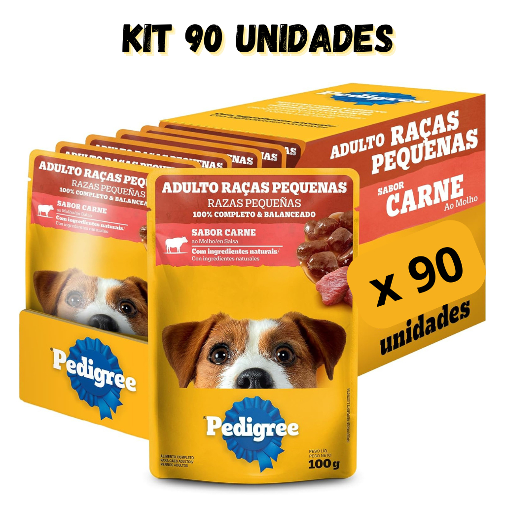 PEDIGREE SACHÊ DOG RAÇAS PEQUENAS CARNE 100G KIT 90 UND PROMOÇÃO em Oferta na Shopee