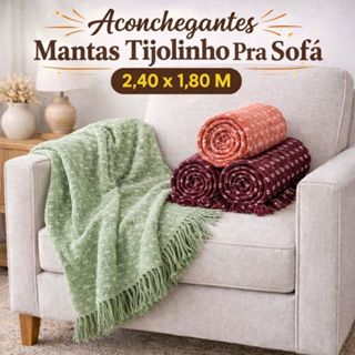 Manta Pra Sofá Tijolinho 2,40 x 1,80 Gigantes Tipo Capa Sofá Algodão em Oferta na Shopee