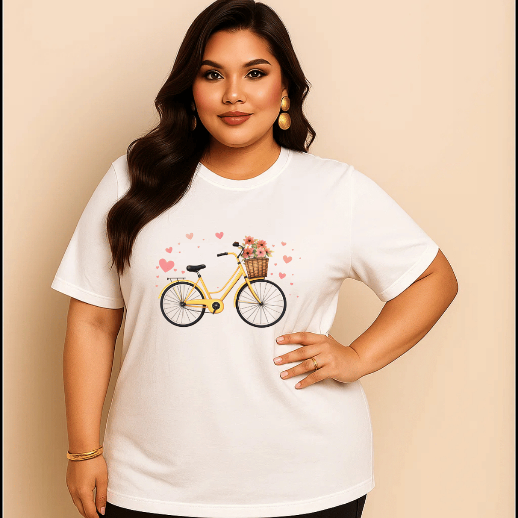Camiseta Plus Size Feminina Estampada Do P Ao G5 Bicicleta Academia Treino 100% Algodão Premium Verão em Oferta na Shopee