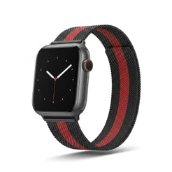 Pulseira Metal Aço Para Smart Watch 42/44mm Preto E Vermelho Preto E Vermelho 2.5 Cm