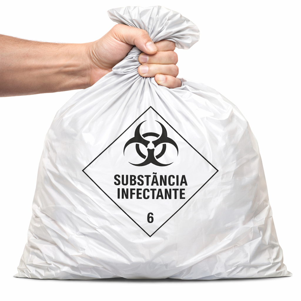 100un Saco de Lixo Hospitalar Infectante Branco 30L 50L Para Clinicas Consultório Tatuador Hospitais