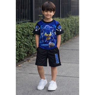 Conjunto infantil e juvenil masculino sonic fantasia de carnaval e aniversario em Oferta na Shopee