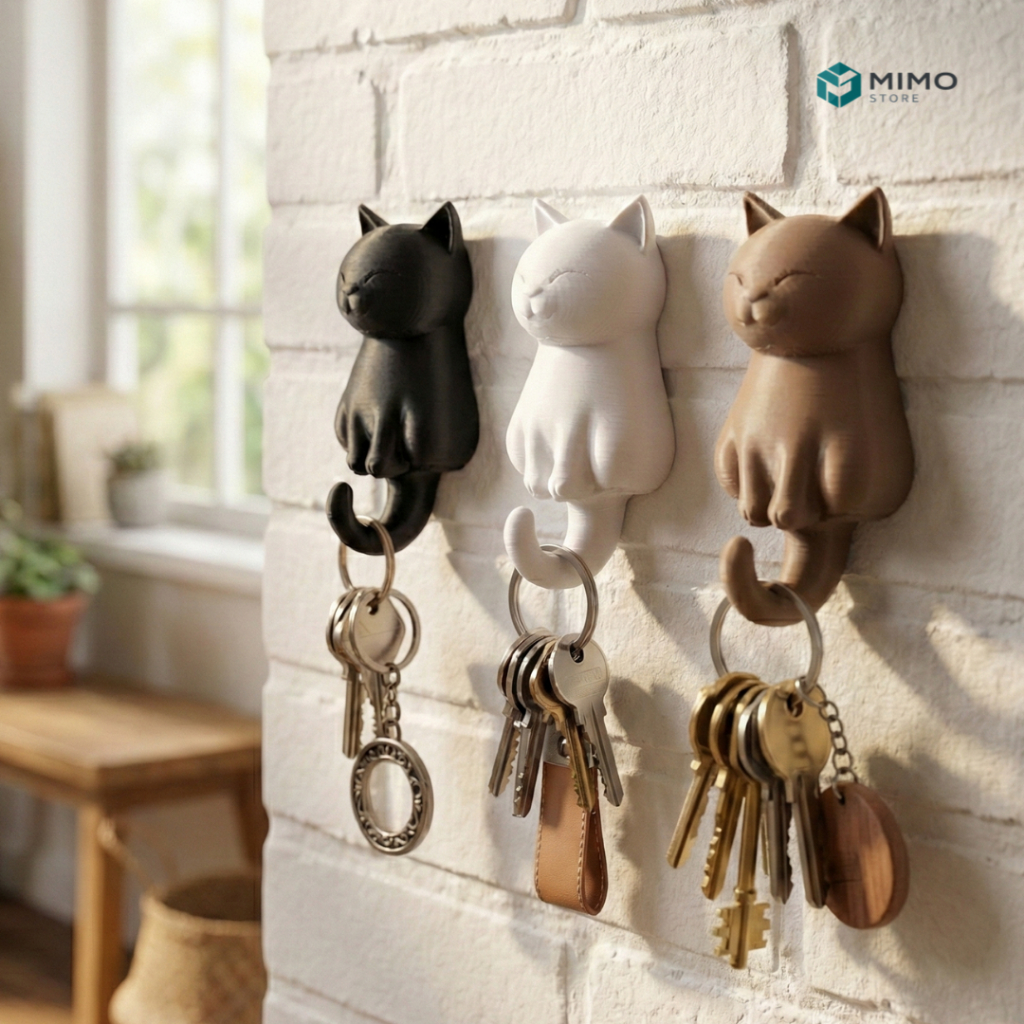 Gancho Decorativo Gato - Kit 3 Unid. | Porta-Chaves & Acessórios Fofo