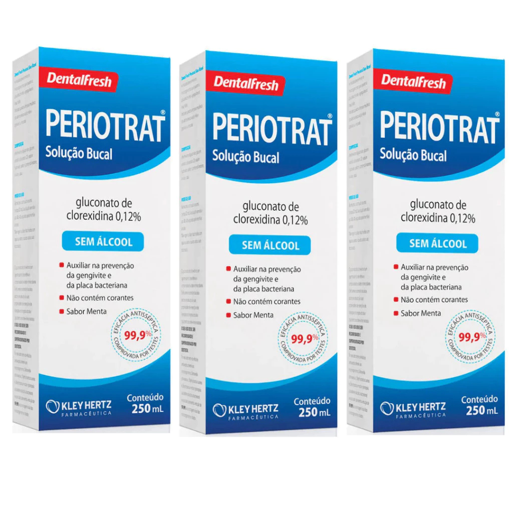 KIT COM 3 Periotrat Enxaguante Bucal Menta Sem Alcool 250ml