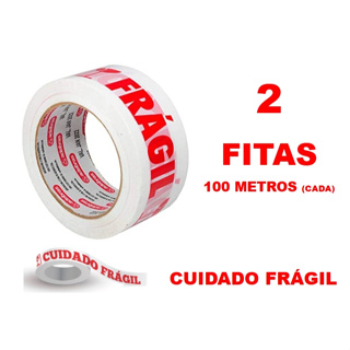 2 Fitas Adesiva  Cuidado Frágil Medida 48mm X 100 metros (cada) em Oferta na Shopee