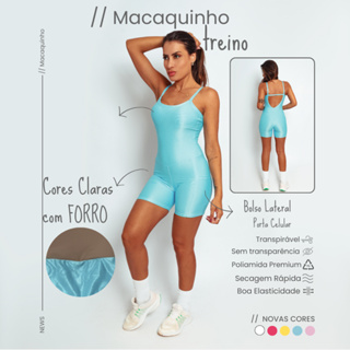 Macaquinho Alcinha Fitness Feminino Poliamida Canelado Treino Caminhada Academia Yoga em Oferta na Shopee