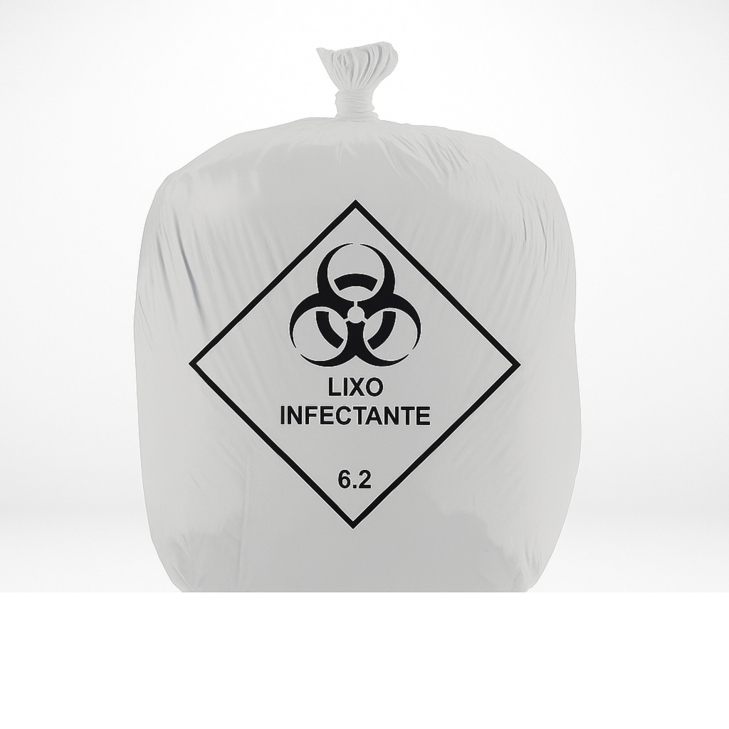Saco de Lixo Hospitalar Infectante Branco 30L 50L 100L Hospitais Clinicas Consultório Tatuador