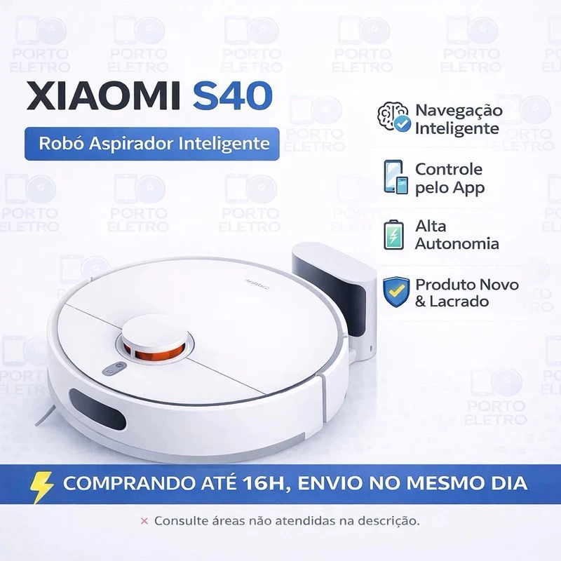 Robô aspirador Xiaomi S40/S40Pro Bivolt 10.000 PA Mapeamento a Laser inteligente Automática
