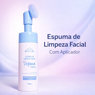 Espuma de Limpeza Facial com Aplicador Escova Silicone Vegana 100ml em Oferta na Shopee