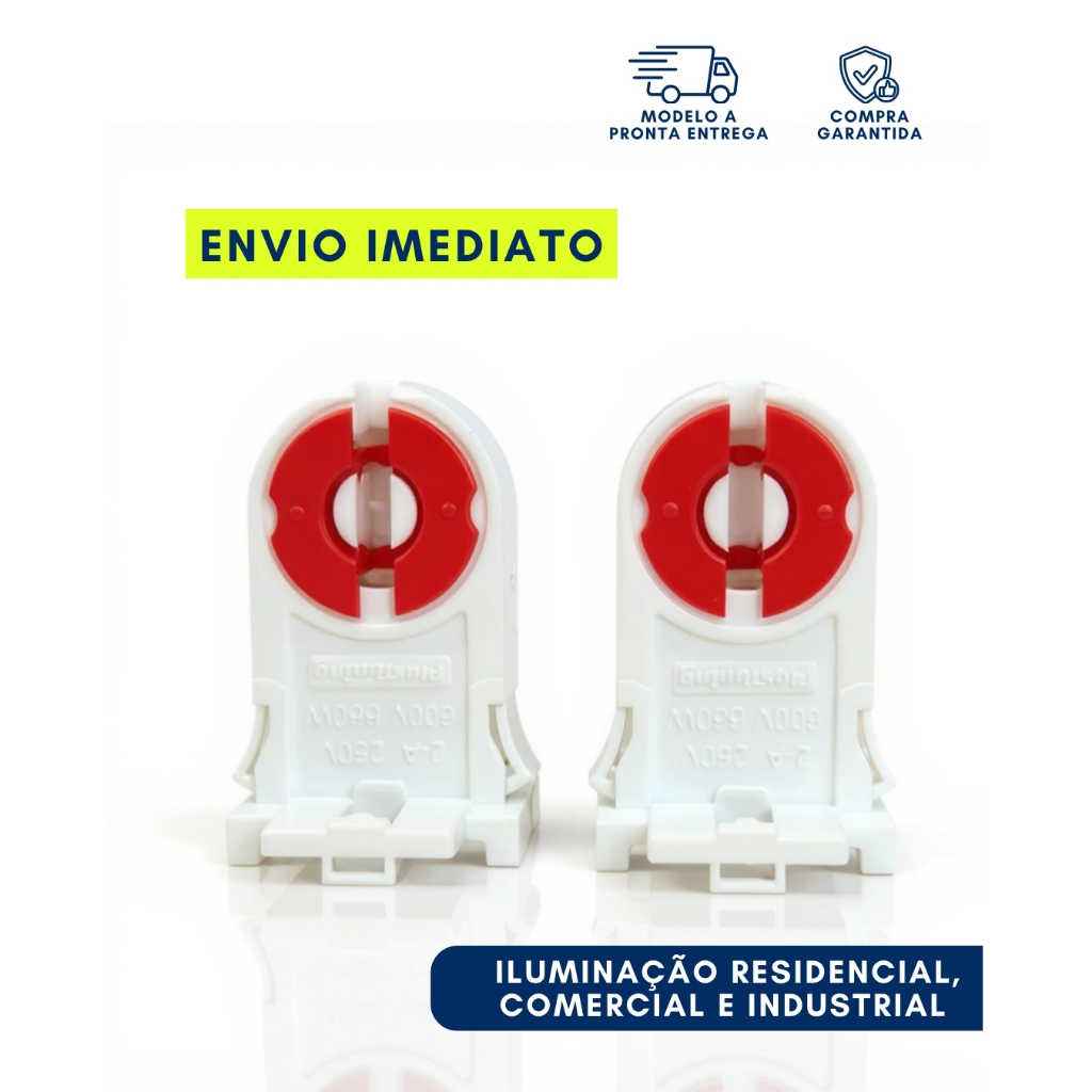 Kit com 2/4/10 Peças Soquete Base Para Lâmpada Tubular Fluorescente G13 Com Contato ER-136 BR