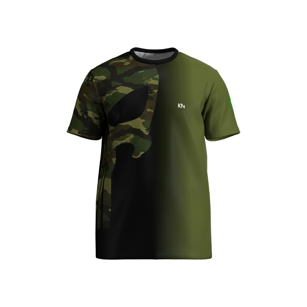 Camiseta Manga Curta Camuflada Caça Verde Dry Soft Proteção Solar Masculina