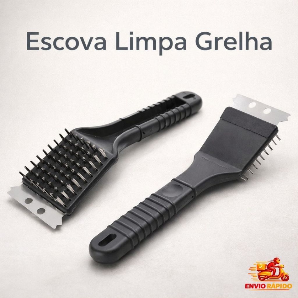 Escova Limpa Grelha  Limpeza de Churrasqueira - Uso Doméstico e Profissional para Grelhas