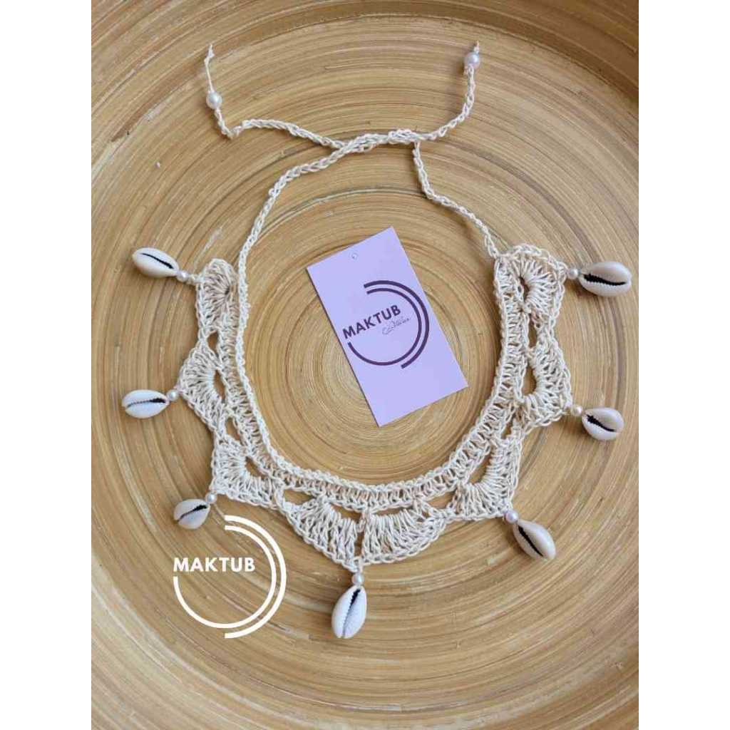 Choker em crochê Choker com búzios Colar de búzios Colar de crochê Choker em Crochet