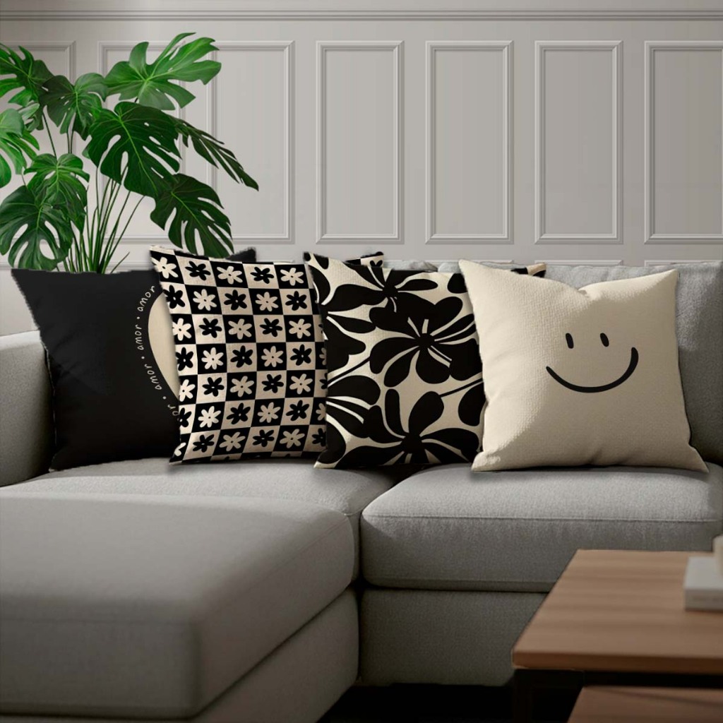 Lançamento Kit 4 Capas Almofadas Estampas Exclusivas Clean Boho Floral Abstrata Decoração Moderna Casa Conforto Oferta em Oferta na Shopee