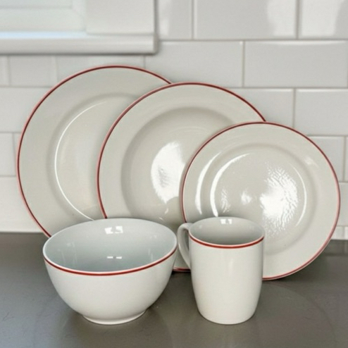 Jogo de Jantar 20 Peças Porcelana Schmidt Pratos Tigelas Canecas e Sobremesa em Oferta na Shopee