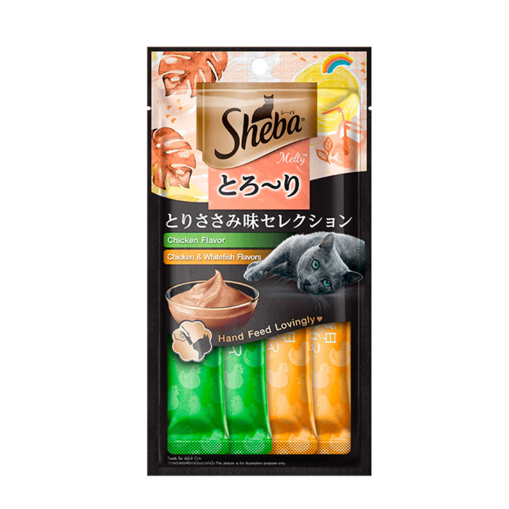 Churu Snack Sheba Cremoso Frango e Peixe Branco com 4 Unidades de 12 gramas
