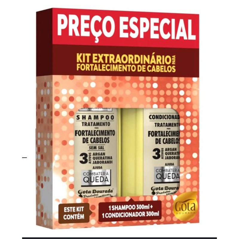 Kit Shampoo + Condicionador Gota Dourada Extraordinário Combate A Queda 300ml
