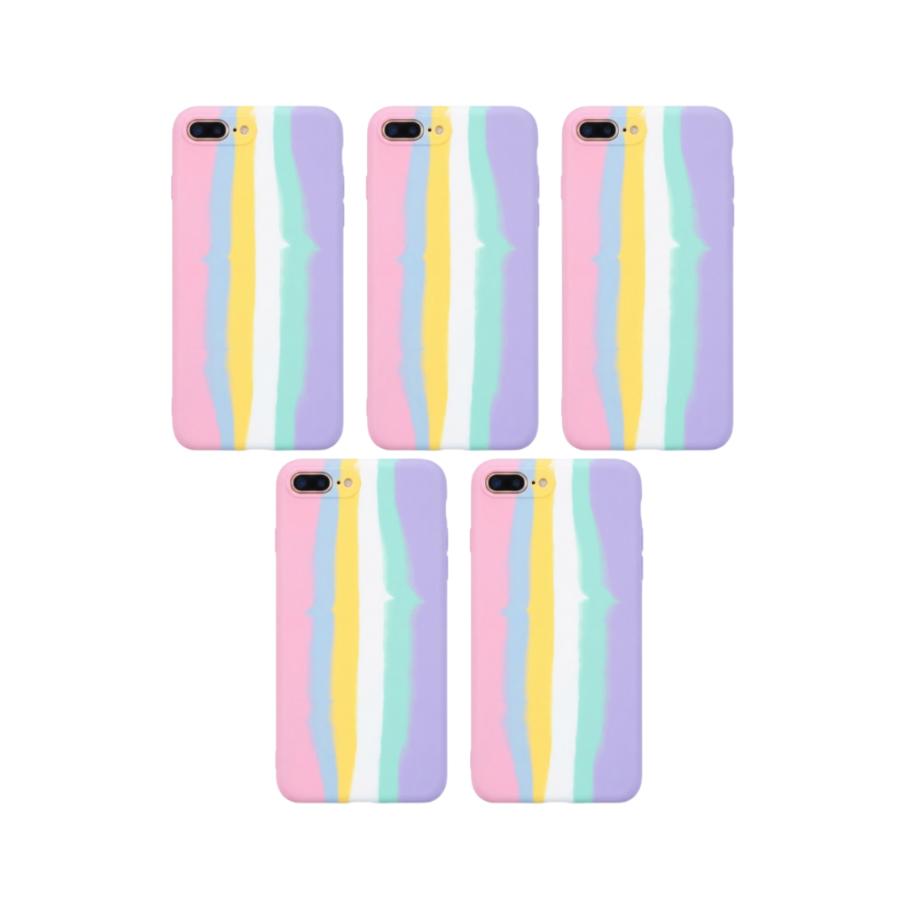 Kit 5 Capinhas Arco-íris Colorida Para Iphone 7 E 8 Plus Arco-íris Lisa
