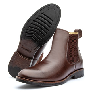 Bota Masculina Botina Couro Légitimo Botina Chelsea Conforto Durabilidade Cano Curto Forrada Clássica em Oferta na Shopee