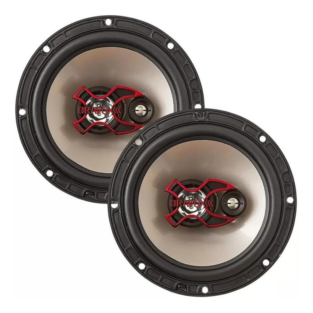 Alto Falante Bravox B3x60 X 6 polegadas Preto/prata Triaxial Auto Falante 6 Preto/prata