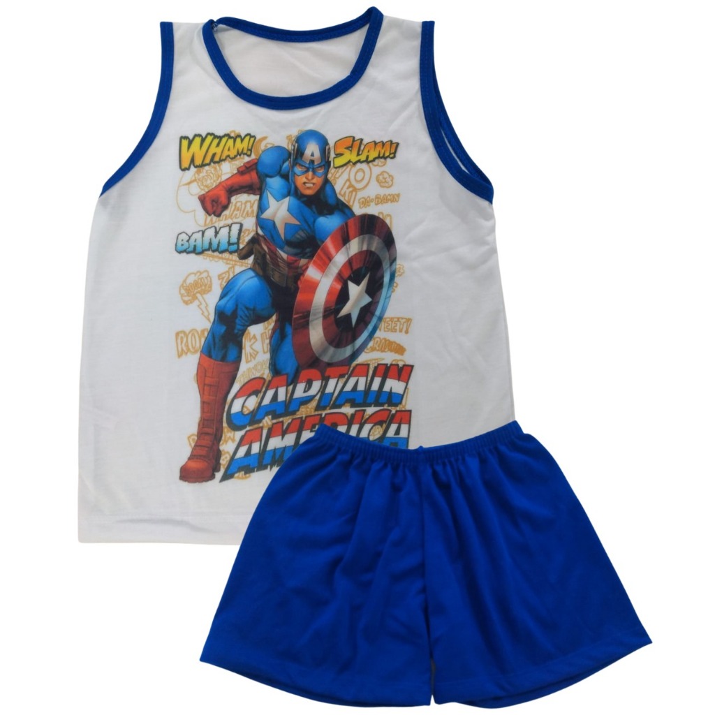 Pijama Infantil Masculino Regata com Short - Modelagem Confortável, Estampas Sortidas, Tecido Macio