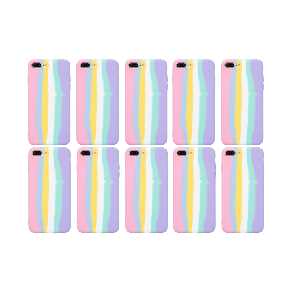 Kit 10 Capinhas Arco-íris Colorida Para Iphone 7 E 8 Plus Arco-íris Lisa