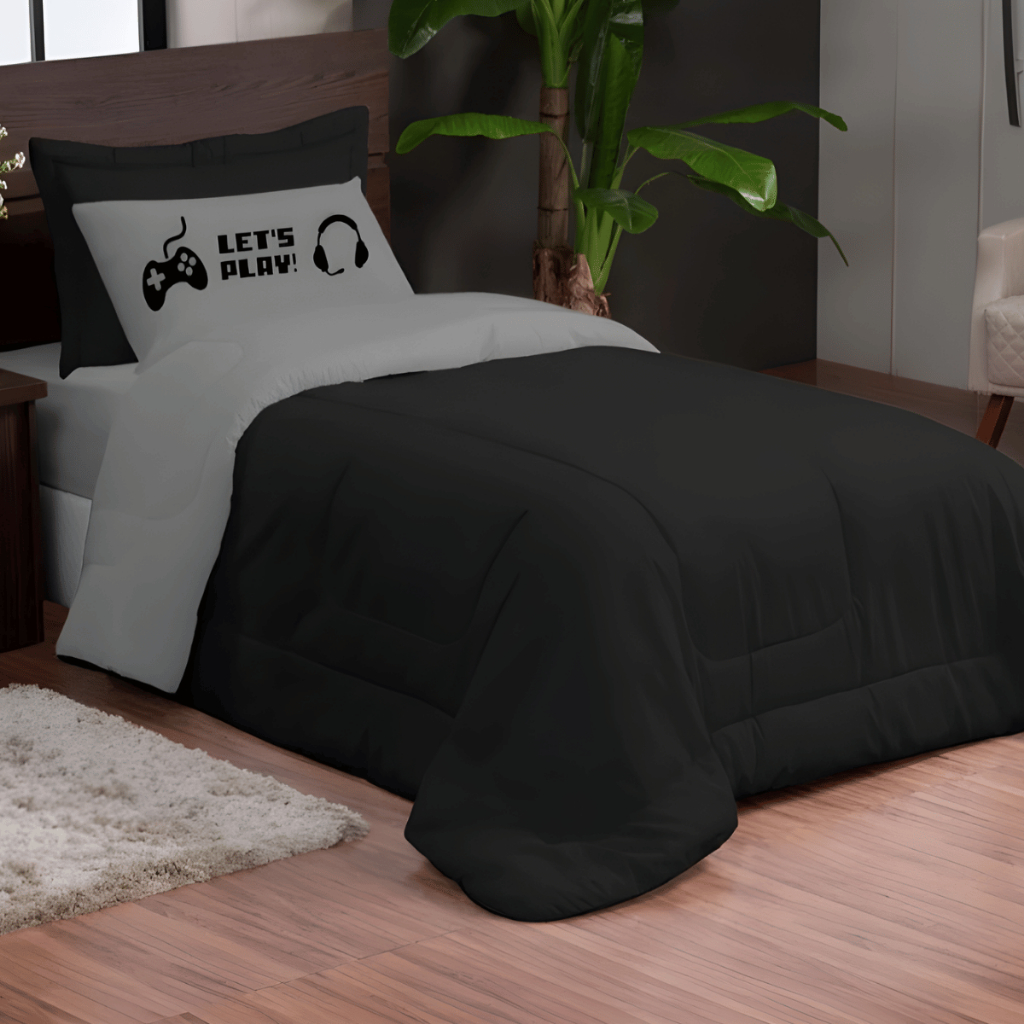 Kit 3 Peças Edredom Solteiro Microfibra Com Fronha Estampada e Porta-Travesseiro em Oferta na Shopee