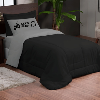 Kit 3 Peças Edredom Solteiro Microfibra Com Fronha Estampada e Porta-Travesseiro em Oferta na Shopee