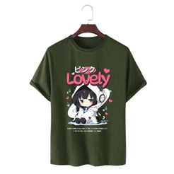 Camiseta LOVELY ANIME GIRL Estilosa Casual 100% Camisa Básica Algodão