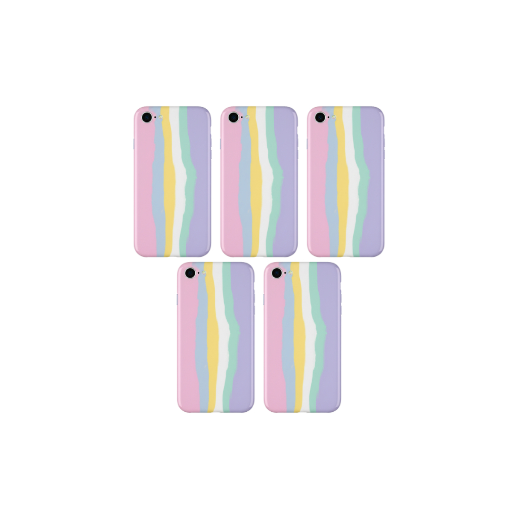Kit 5 Capinha Arco-íris Colorida Para Iphone 7 E 8 Arco-íris Lisa