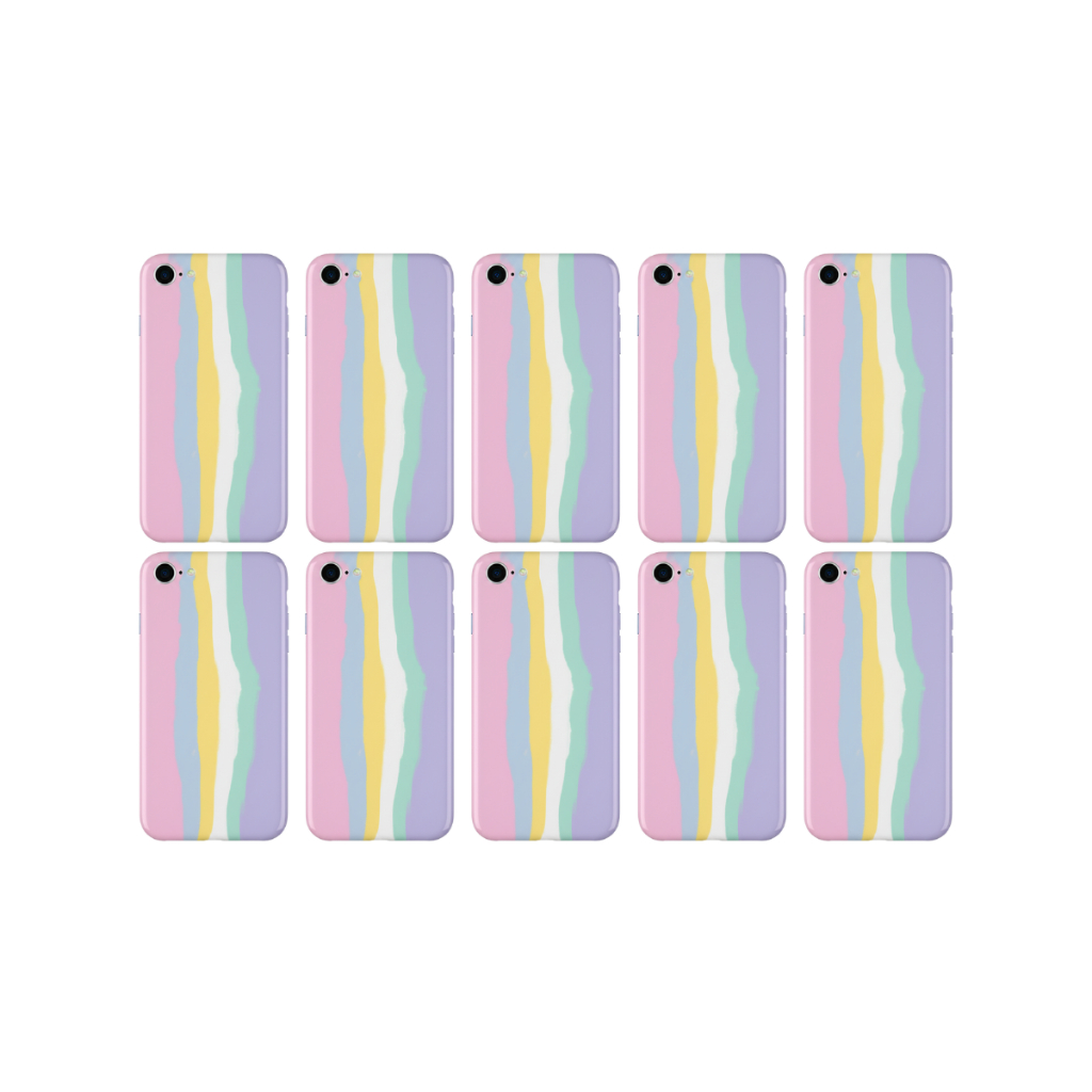 Kit 10 Capinha Arco-íris Colorida Para Iphone 7 E 8 Arco-íris Lisa