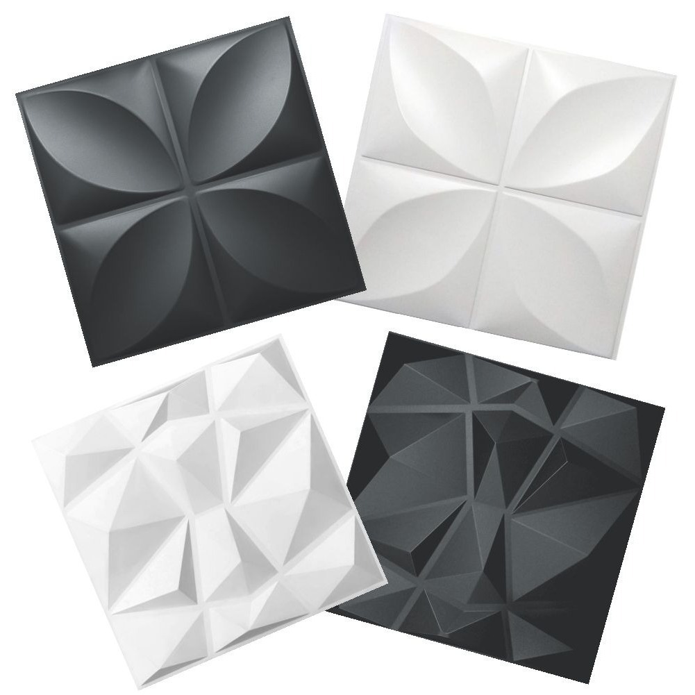 Kit Placas PVC 3D Com Dupla Face Para Sala Quarto Cozinha 25x25CM