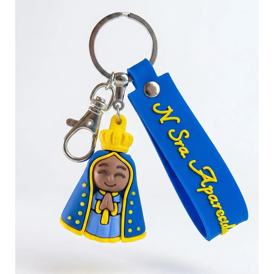 Chaveiro 3D Nossa Senhora Aparecida Emborrachado | Chaveiro 3D Rogar por Nós em Oferta na Shopee