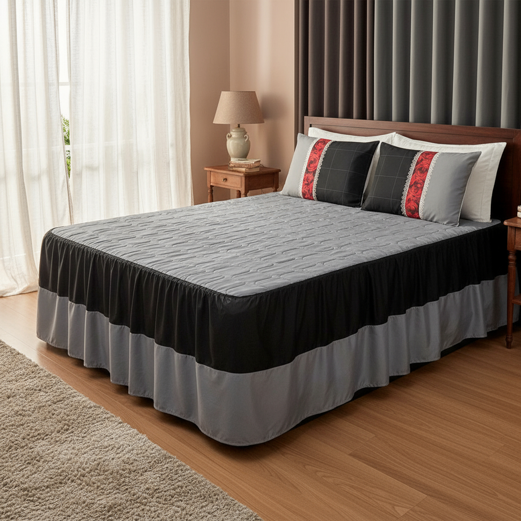 Colcha Queen Romance 3 Peças | Cobre Leito Casal Box – Estampa Digital com Porta Travesseiro em Oferta na Shopee