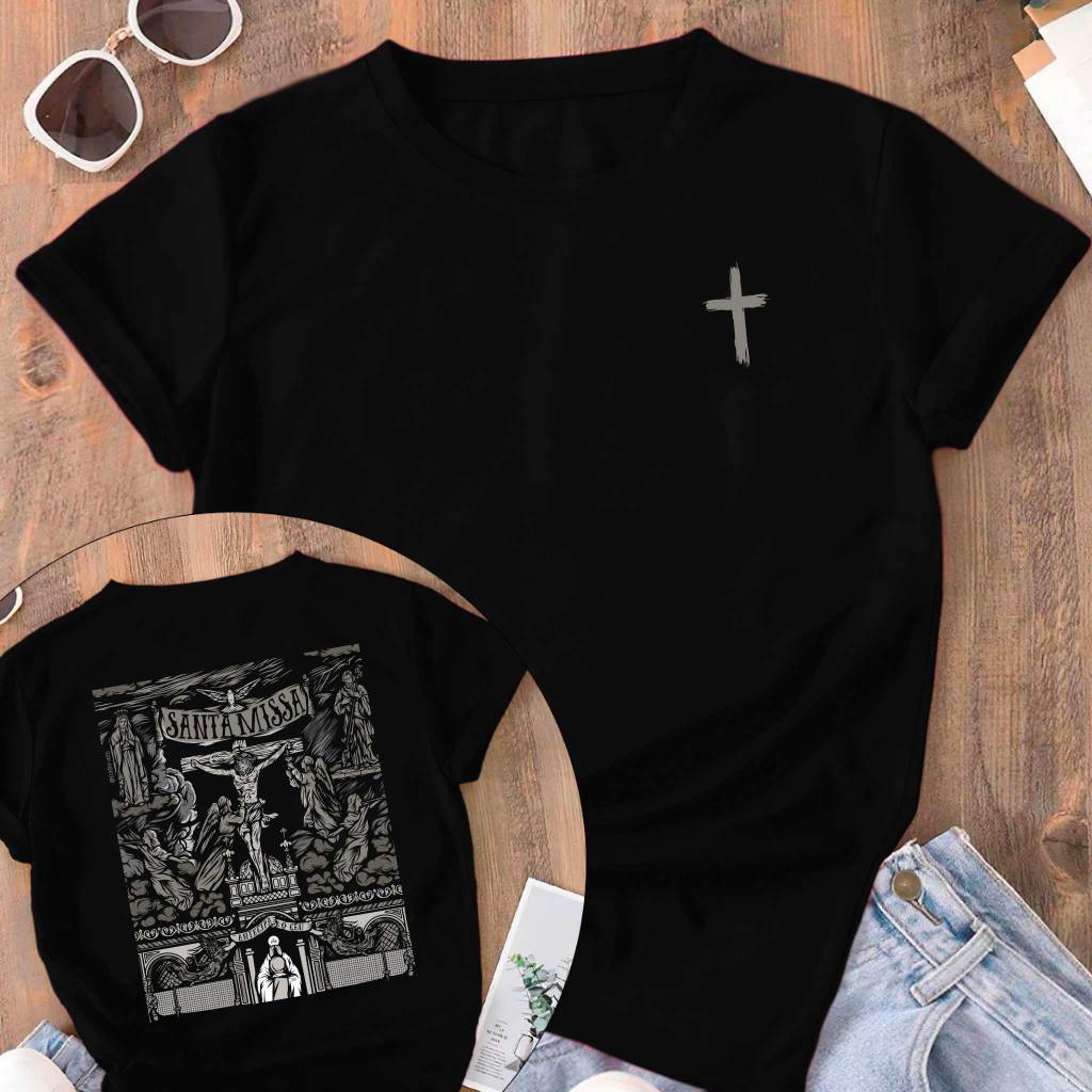 Camiseta Tradicional Religiosa Santa Missa Católica Jesus Igreja Camisa Unissex 100% Algodão em Oferta na Shopee