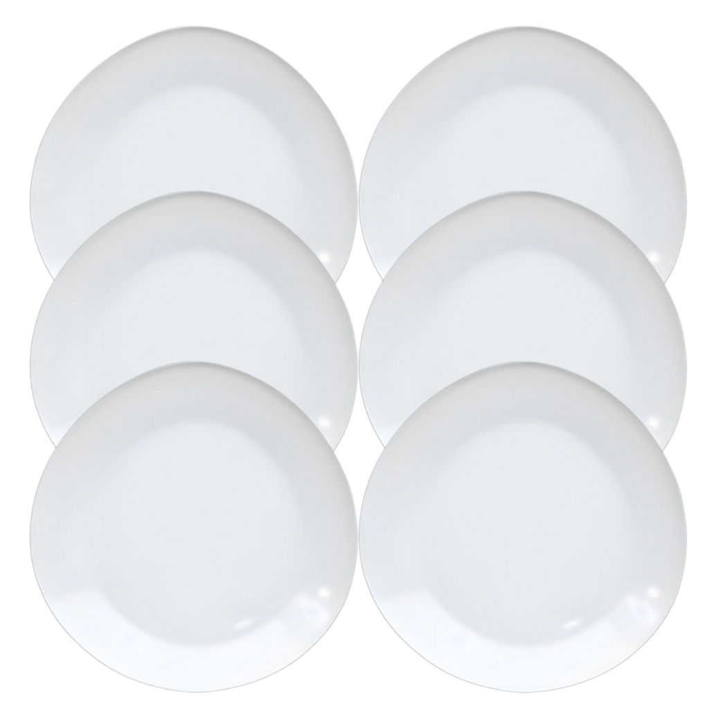 Kit 6 Pratos Rasos Melamina Premium Triangular Branco 19,1cm Ideal Mesa Cozinha – Bestfer