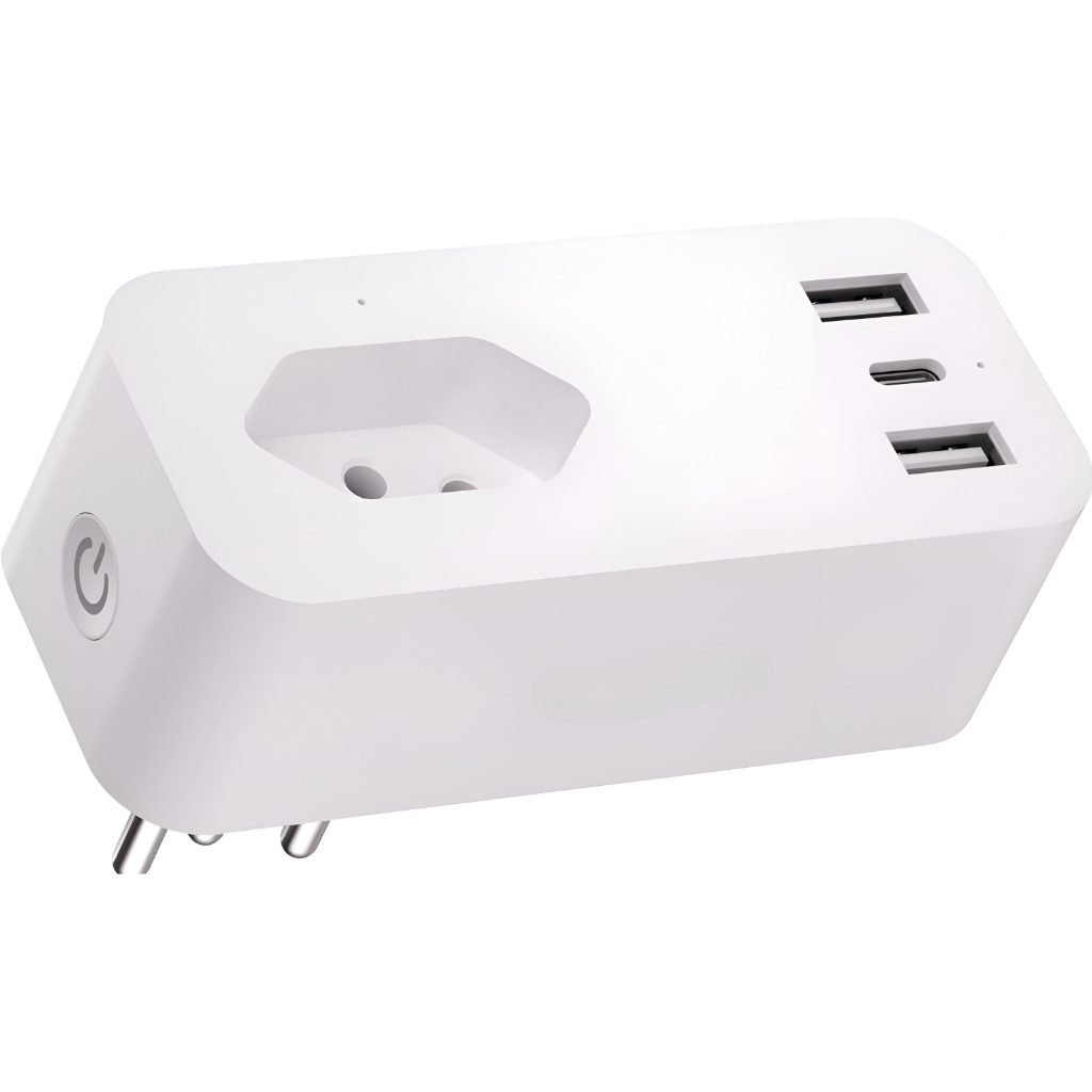 Tomada Inteligente Wifi 10A Velds c/ 3 Portas USB Controle por App e Medidor de Consumo Bivolt