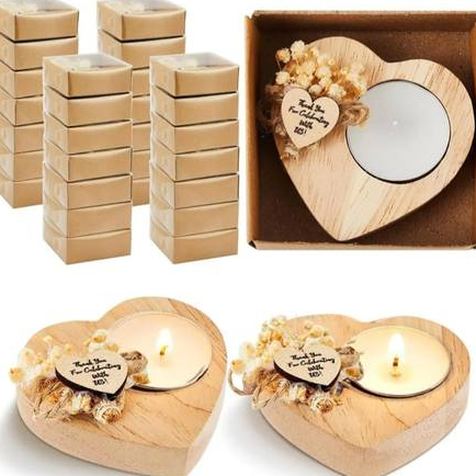 Kit Lembrancinha Casamento velas rechaud suporte madeira Coração  Personalizado Casamento Batizado Aniversario Envio