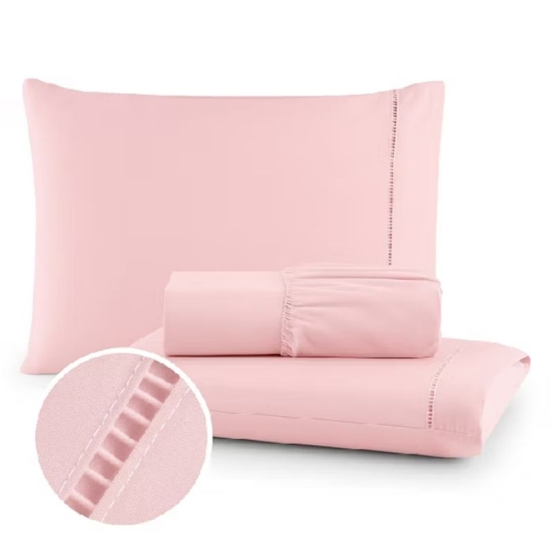 Kit Lencol Casal Queen Extra Macio 400 Fios Micropercal Com Ponto Palito Varios Tamanhos