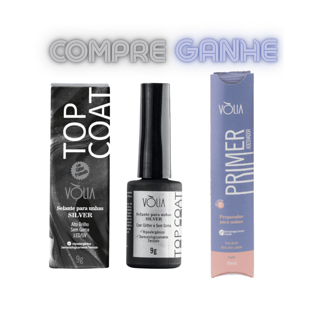 Top Coat Vólia Silver + Brinde Primer Vólia Sache