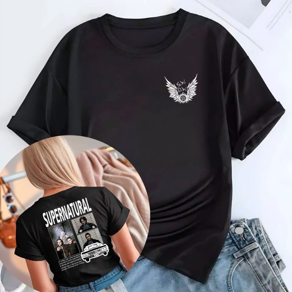 T-shirt Feminina Camiseta Camisa Roupa Casual Leve Confortavel Supernatural Série Sobrenatural Fantasmas Sam & Deam