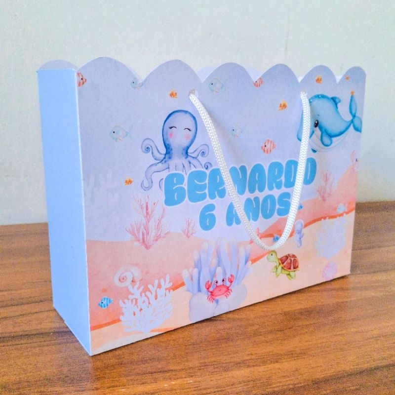 Sacolinha FUNDO DO MAR Personalizado | Sacolinha | Lembrancinha | Mimos | Aniversário PEGUE E MONTE