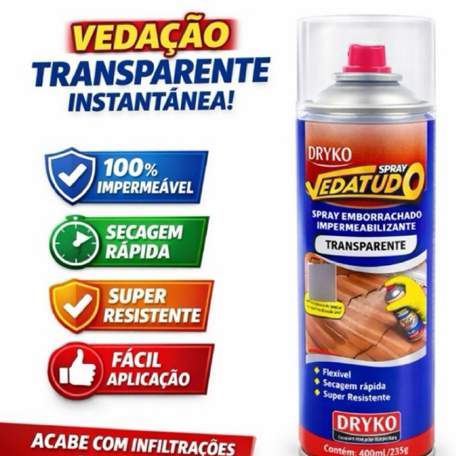 Spray Vedatudo Impermeabilizante Incolor Cores Secagem Rápida Concreto Materiais Diversos em Oferta na Shopee